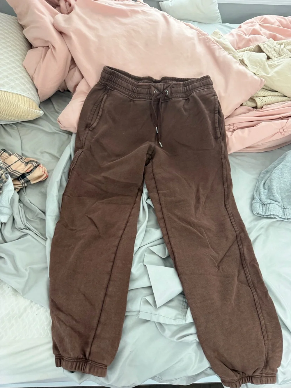 aerie mocha brown pull-on joggers